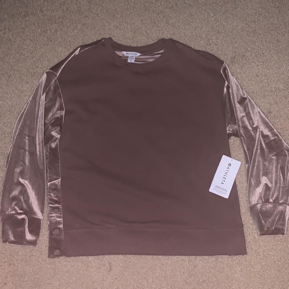 Athleta retro plush velvet crew neck sweatshirt